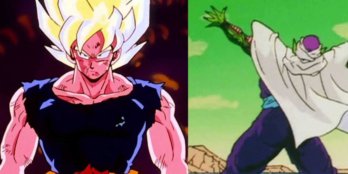 ドラゴンボールZの悟空とピッコロの分割画像。