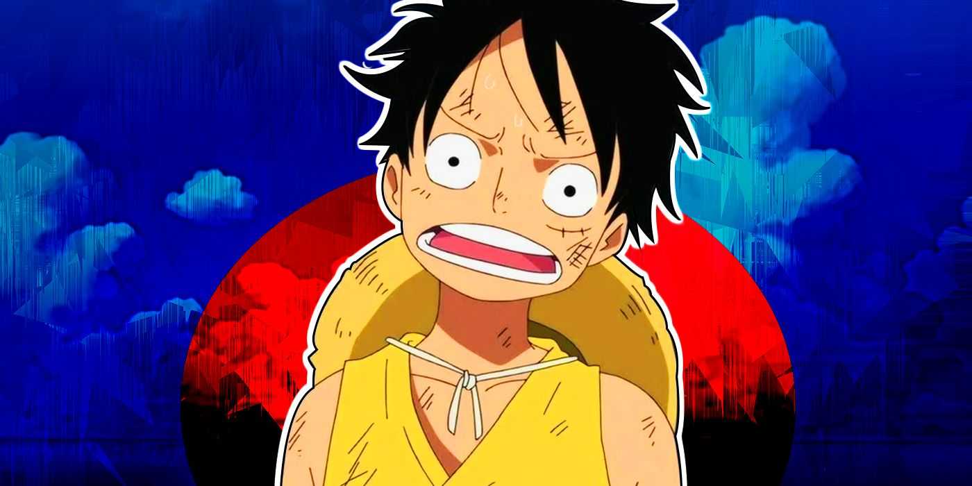 アニメ『ワンピース』のルフィがショックを受け混乱している様子。