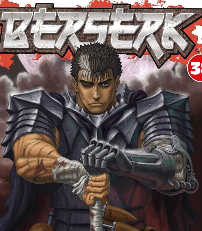 剣を持ったガッツをフィーチャーした『ベルセルク』第 38 巻の漫画表紙
