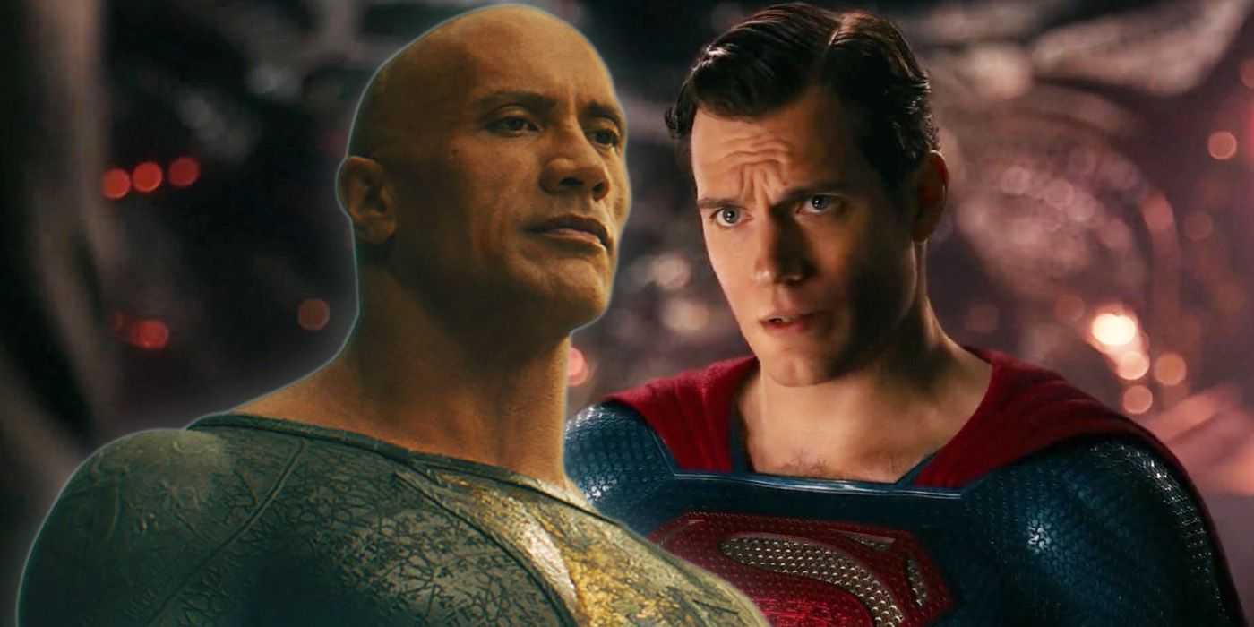 geteiltes Bild von Dwayne Johnson als Black Adam und Henry Cavill als Superman