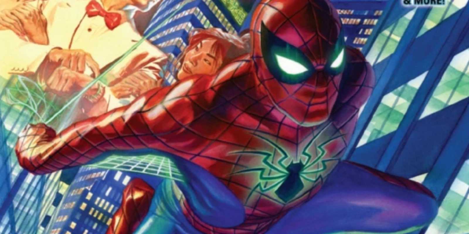 Spider-Man schwingt in seinem neuen Kostüm