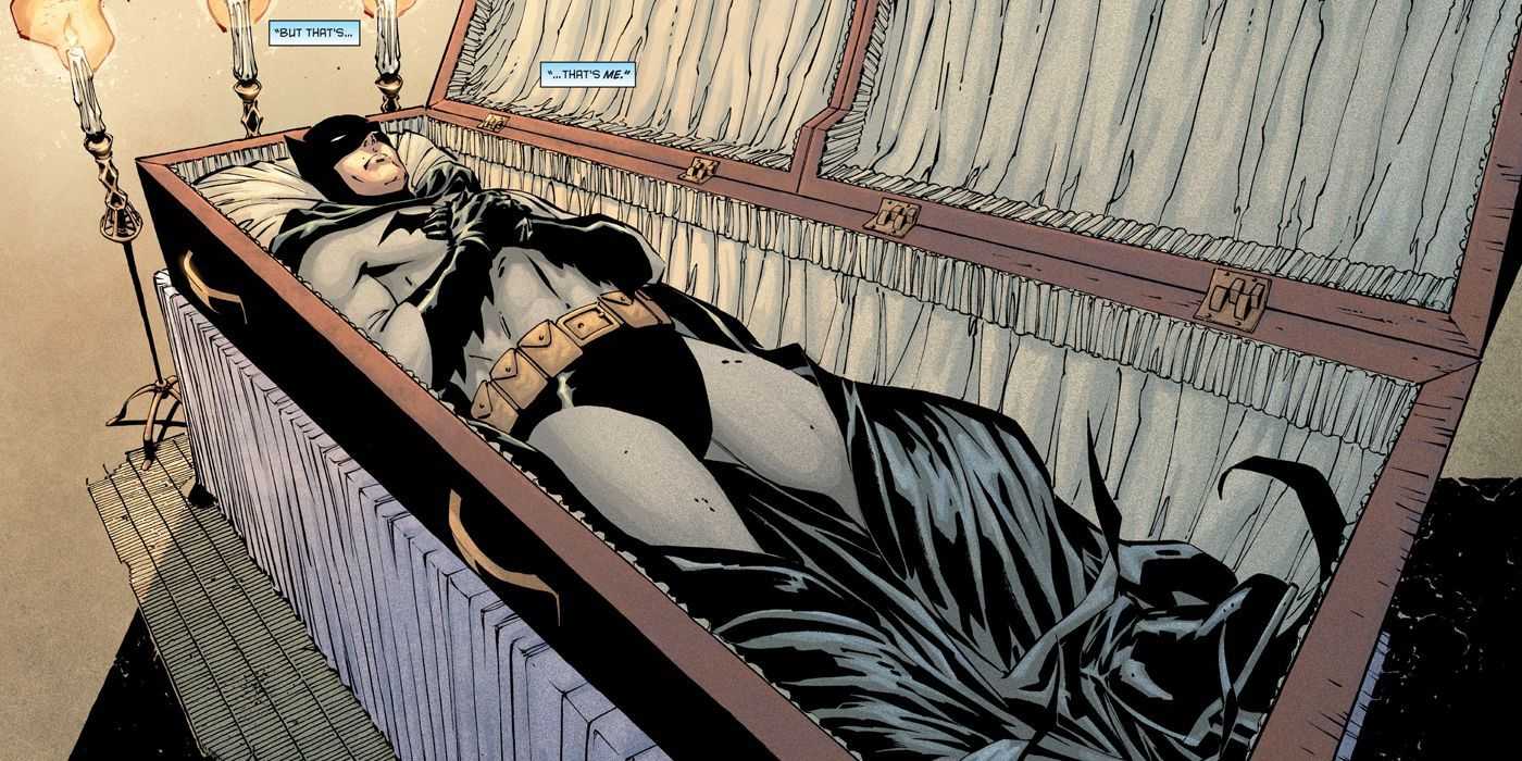 Batman leží po Final Crisis v rakve