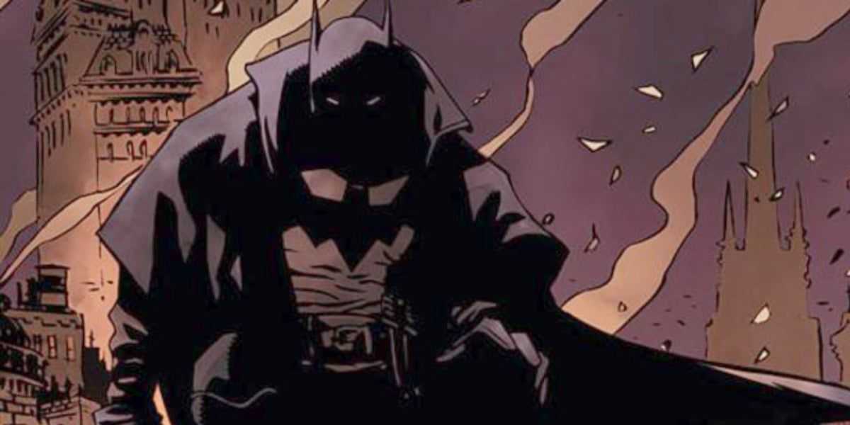 Batman encaramado en una azotea en Gotham del siglo XIX en la portada de Gotham by Gaslight.