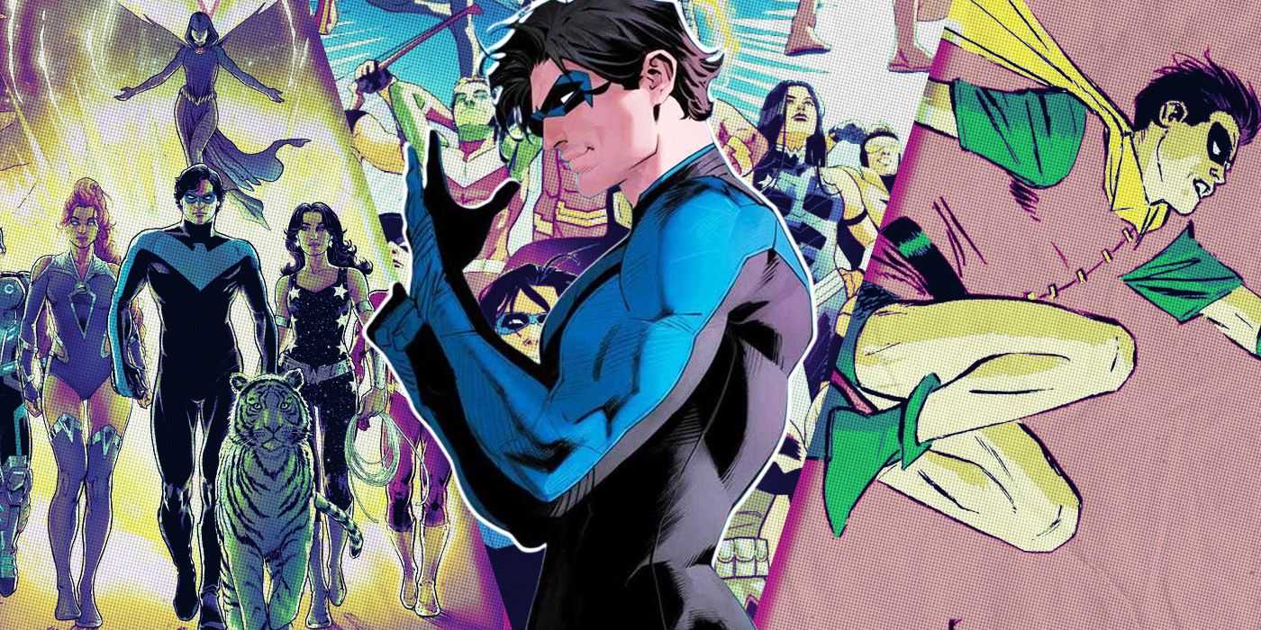 Eine Collage von Nightwing, Dick Grayson