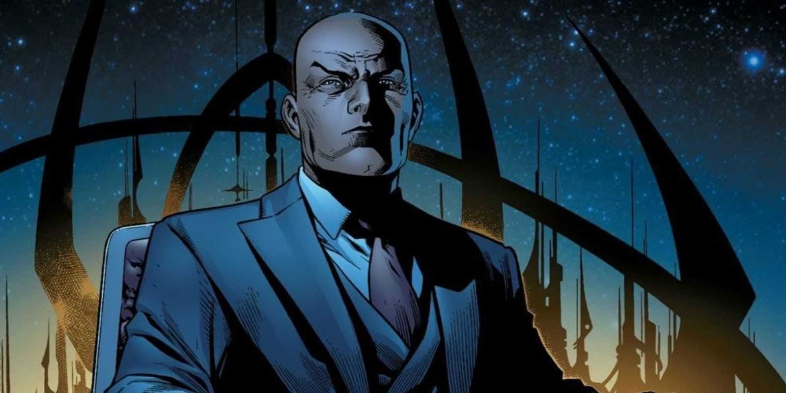 Professor X sitzt vor einer stacheligen Stadt