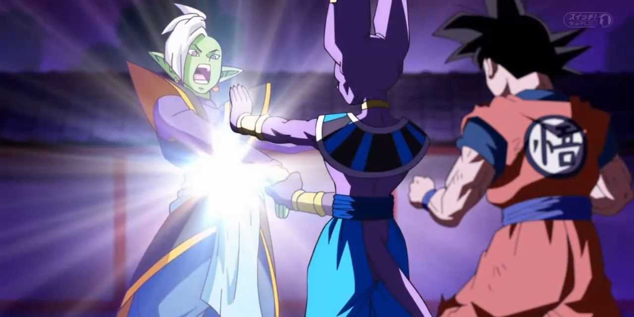 Beerus löscht Zamasu in Dragon Ball Super