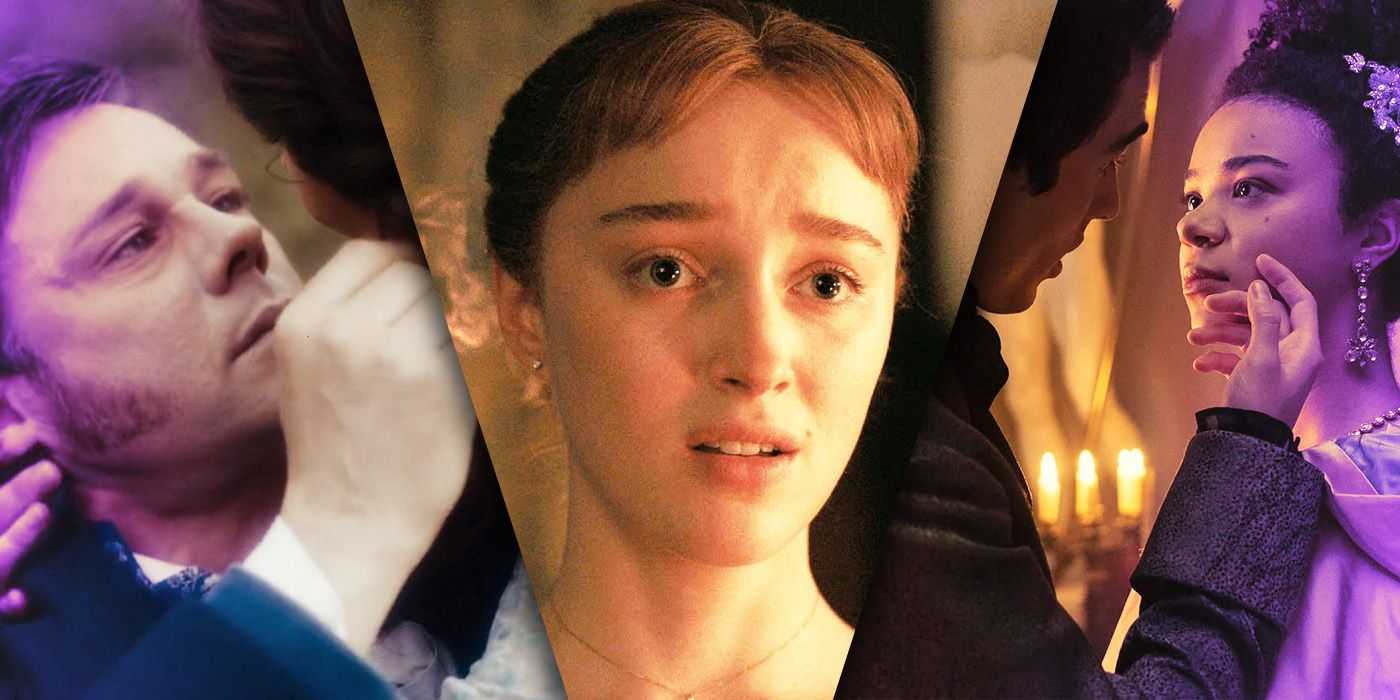 Imágenes divididas de escenas de Bridgerton