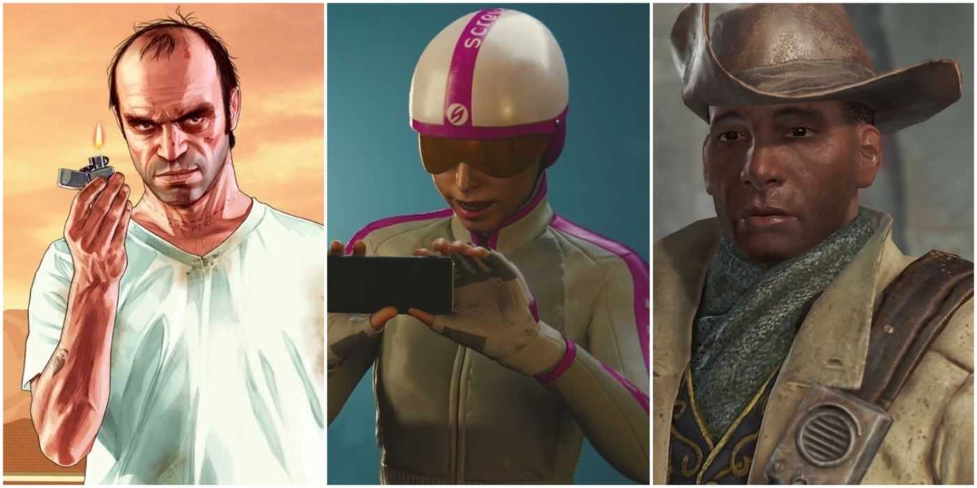 Ein geteiltes Bild, das Trevor Phillips aus Grand Theft Auto V und Screwball aus Marvel zeigt