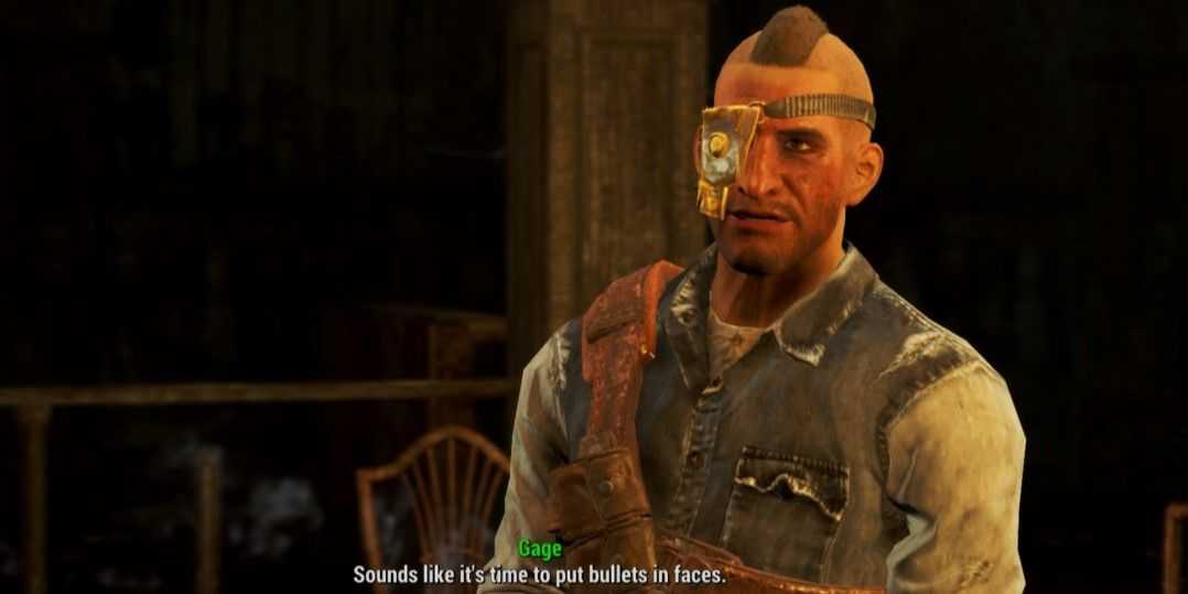 Porter Gage mitten im Gespräch aus dem Fallout 4 DLC – Nuka-World.
