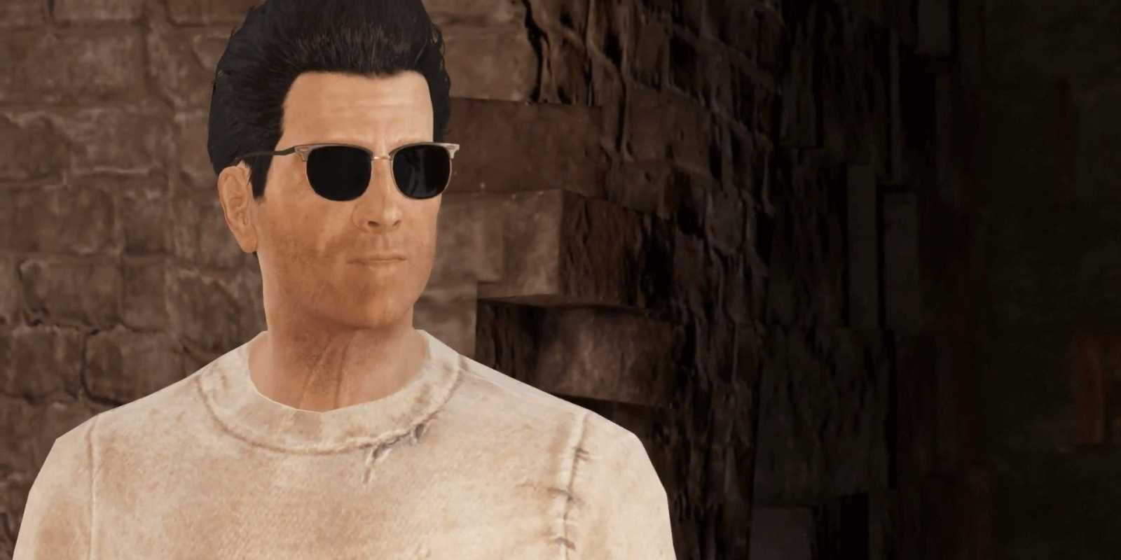 Deacon aus Fallout 4 trägt eine dunkle Sonnenbrille.