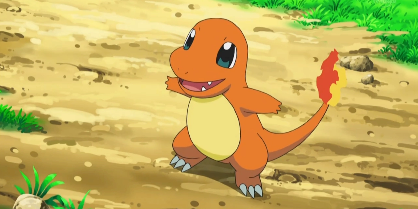 Charmander sonriendo en Pokémon.