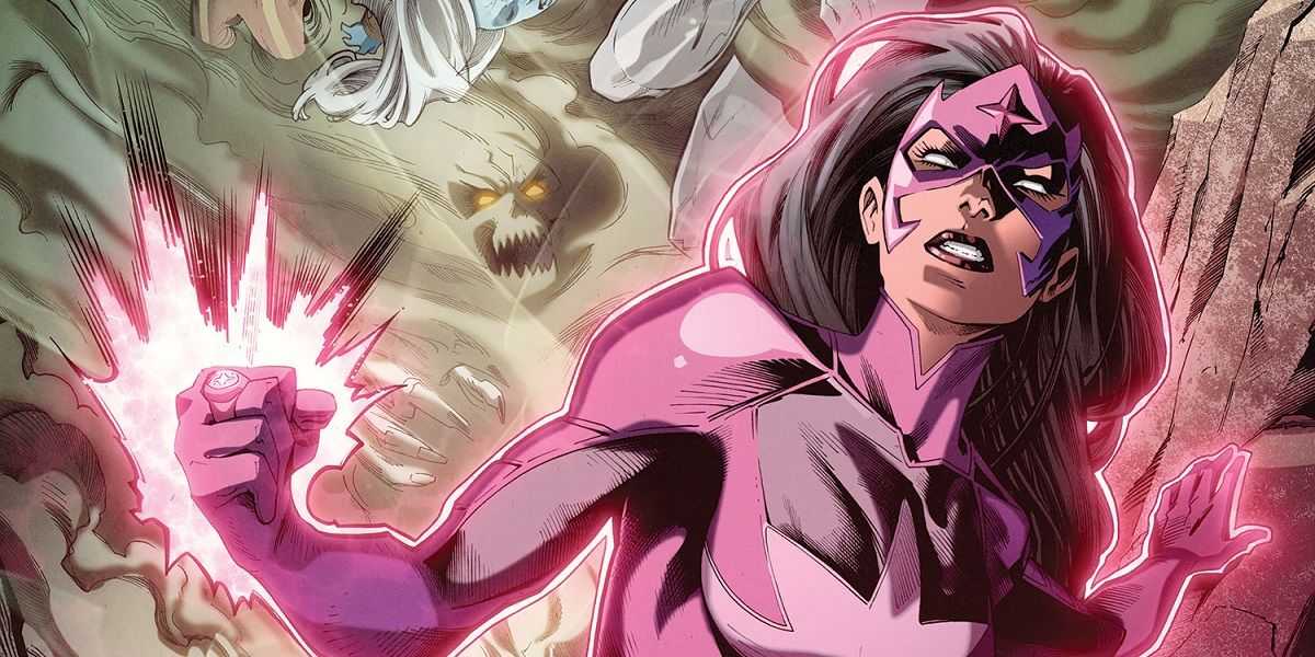 Una imagen de Star Sapphire encendiéndose y defendiéndose de varios enemigos.