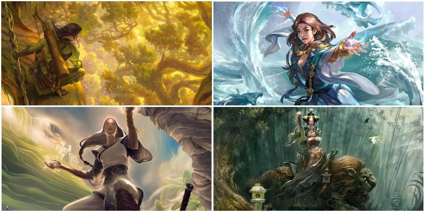 Varias imágenes de druidas de Dragones y Mazmorras.