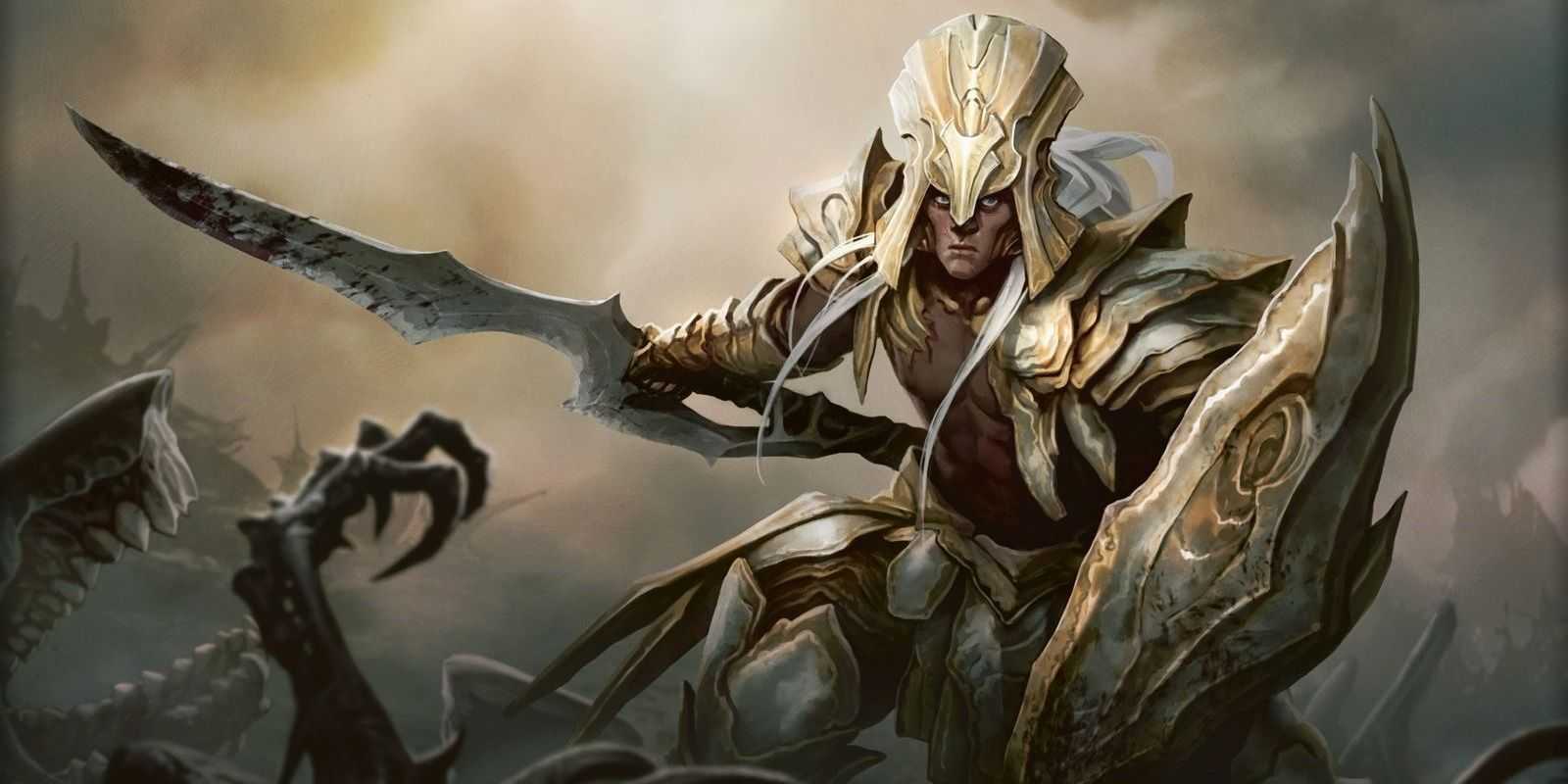 Un paladín armado con espada y escudo en DnD