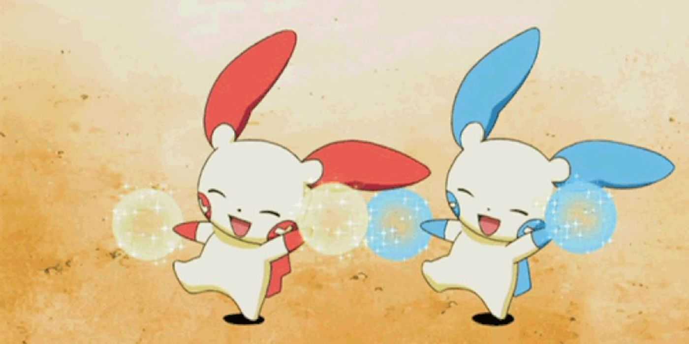ポケモンで応援するプラスルとマイナン。