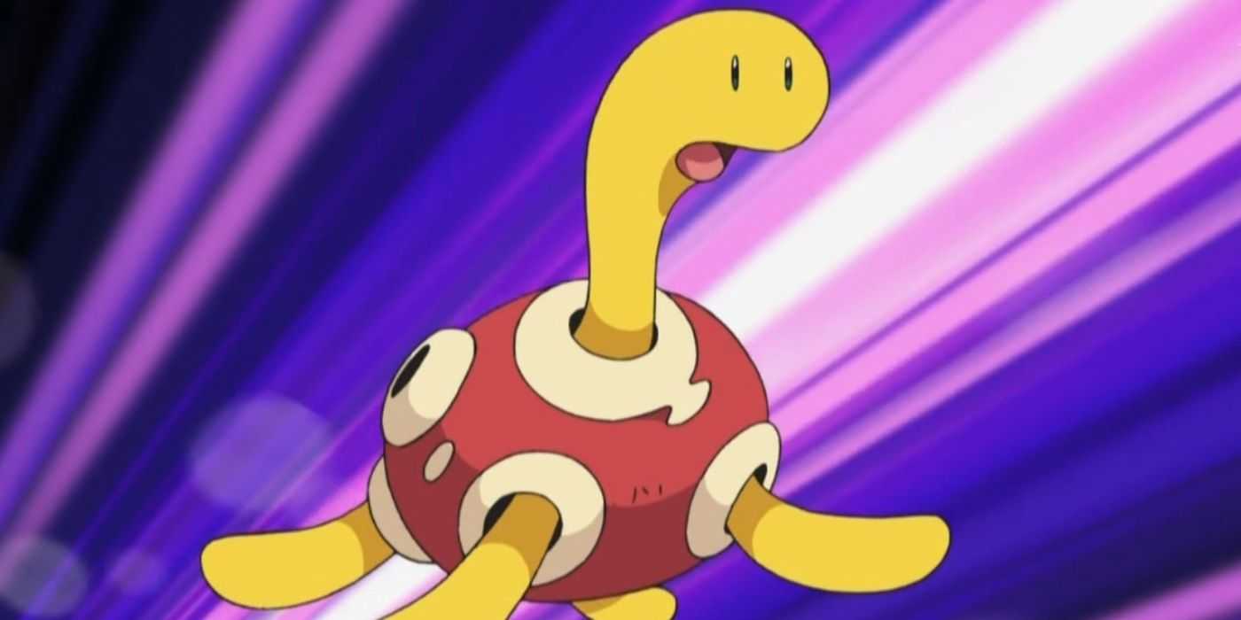 Pokémon animesinde ileriye doğru uçmaktan Shuckle.