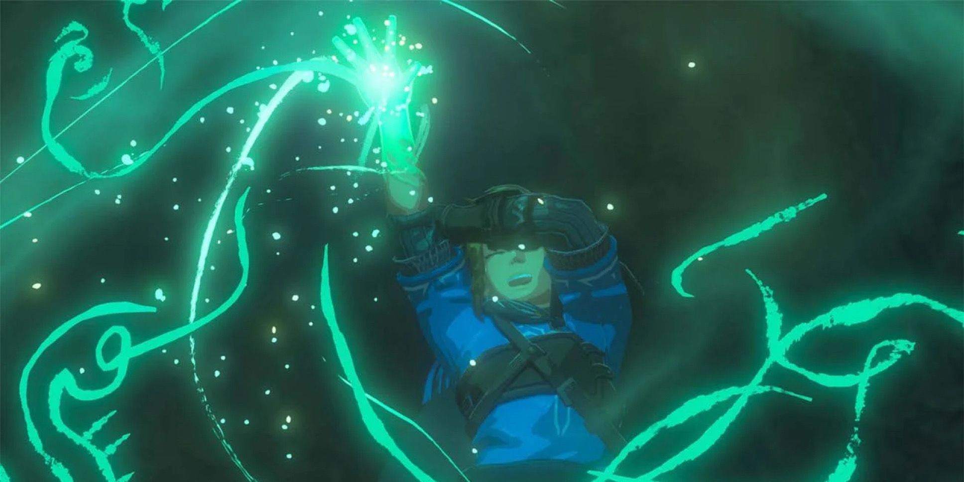 Una imagen promocional de Tears of the Kingdom, que muestra las nuevas habilidades de brazo de Link.