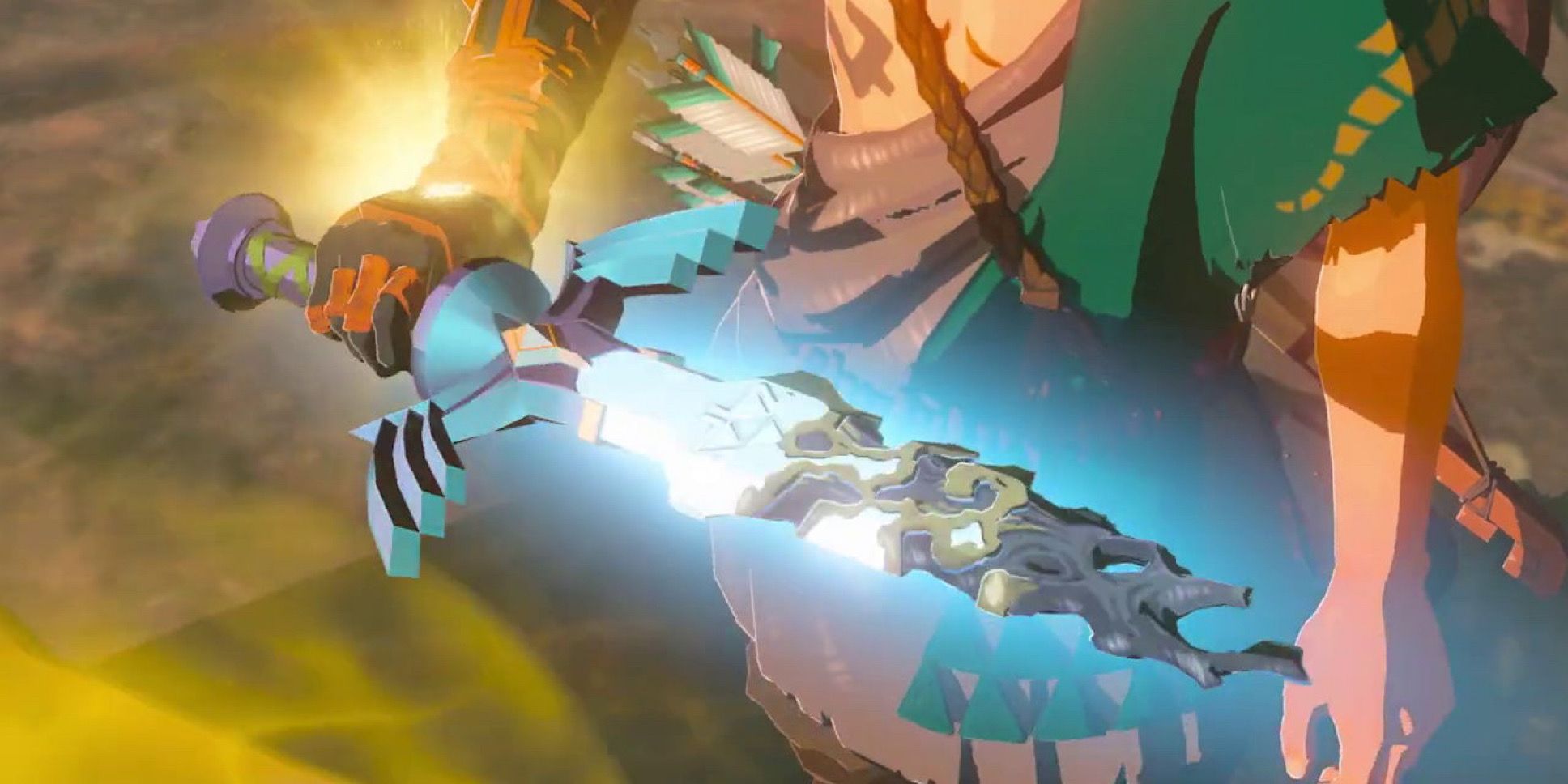 Una imagen de la Master Sword destruida en el arte promocional de Tears of the Kingdom.
