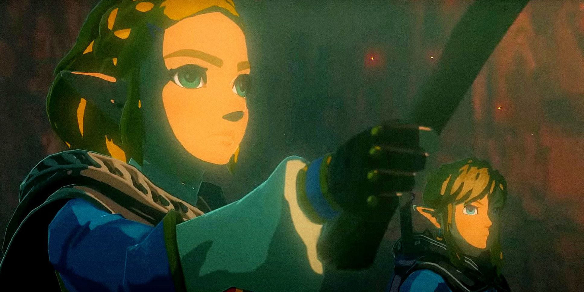Zelda y Link buscando ruinas Zonai en Tears of the Kingdom