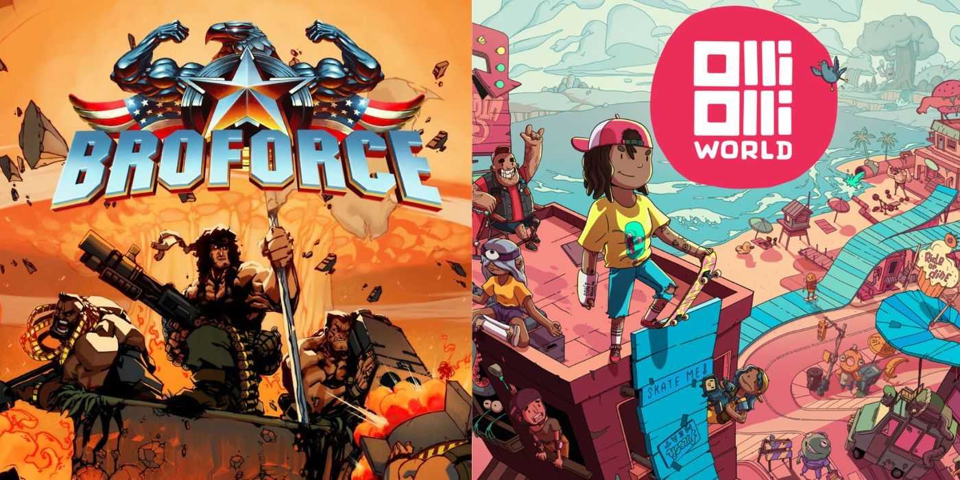 Las portadas Broforce y OlliOlliWorld están una al lado de la otra.