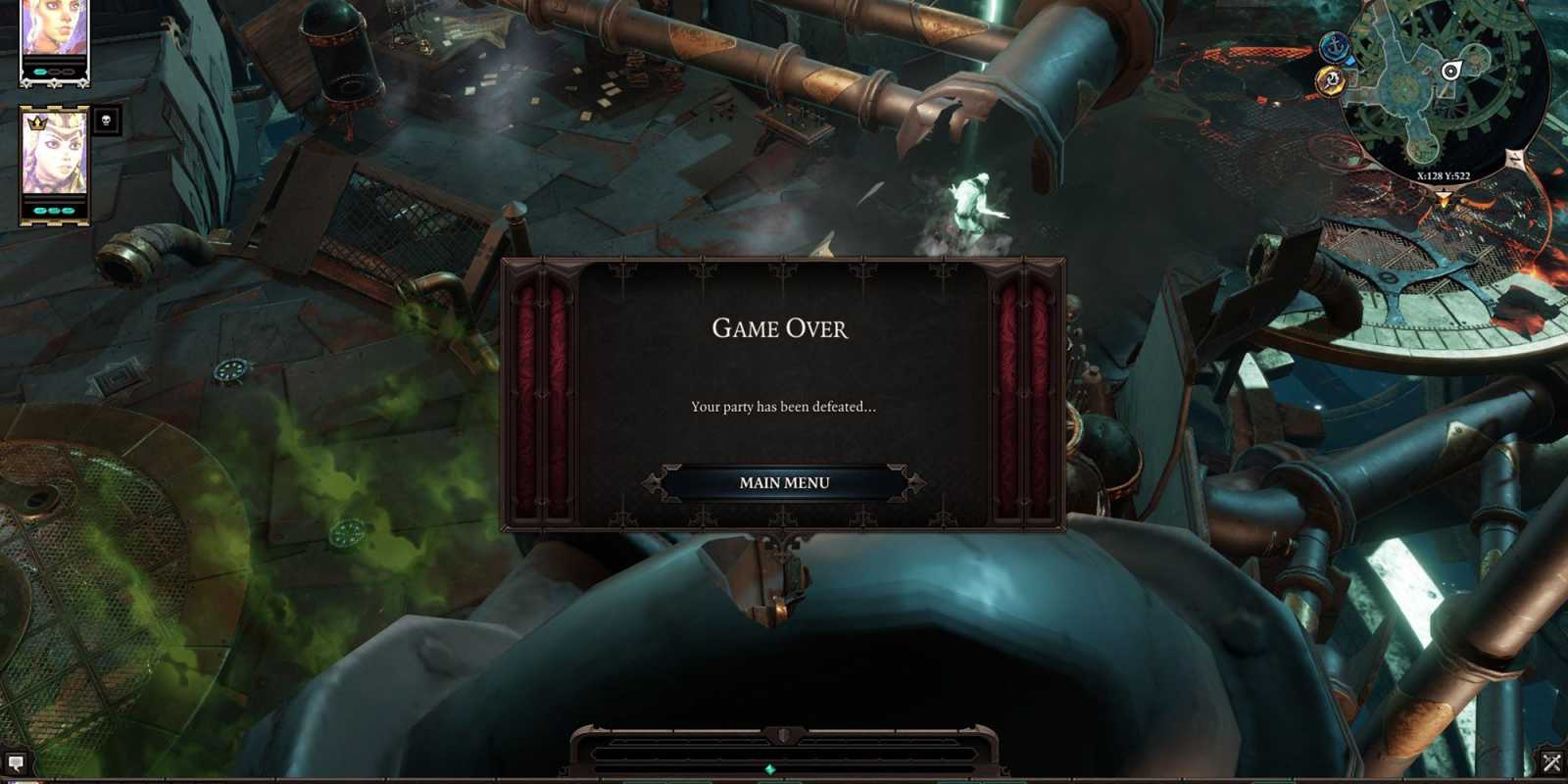 Экран постоянной смерти в режиме чести в Divinity Original Sin 2