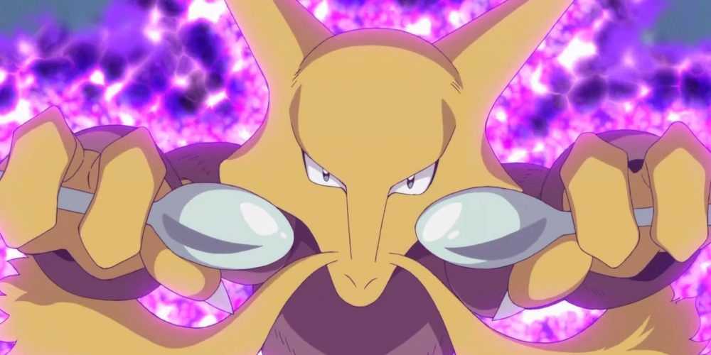 Alakazam hält seine Löffel im Pokémon-Anime