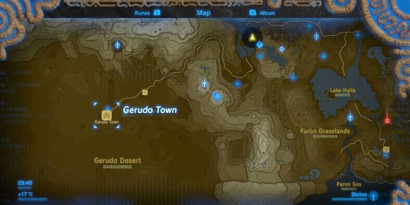 Breath of the Wild Hyrule-Karte mit der Lage von Gerudo Town