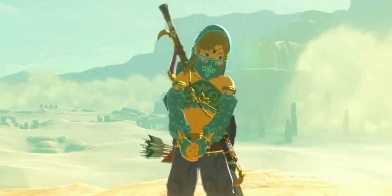Link trägt das Gerudo-Rüstungsset in BOTW, um nach Gerudo Town zu gelangen