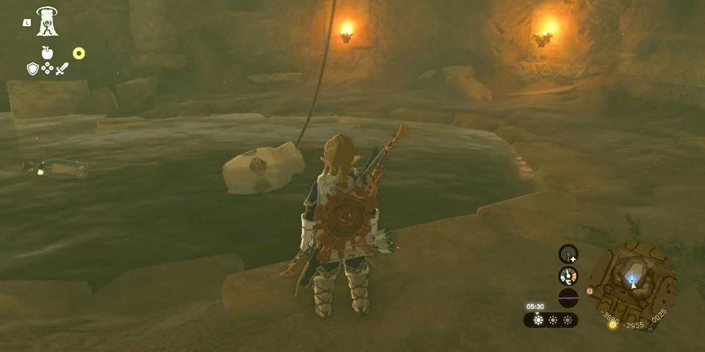 Tears of the Kingdom Link im Tunnel unter der Gerudo-Unterkunft