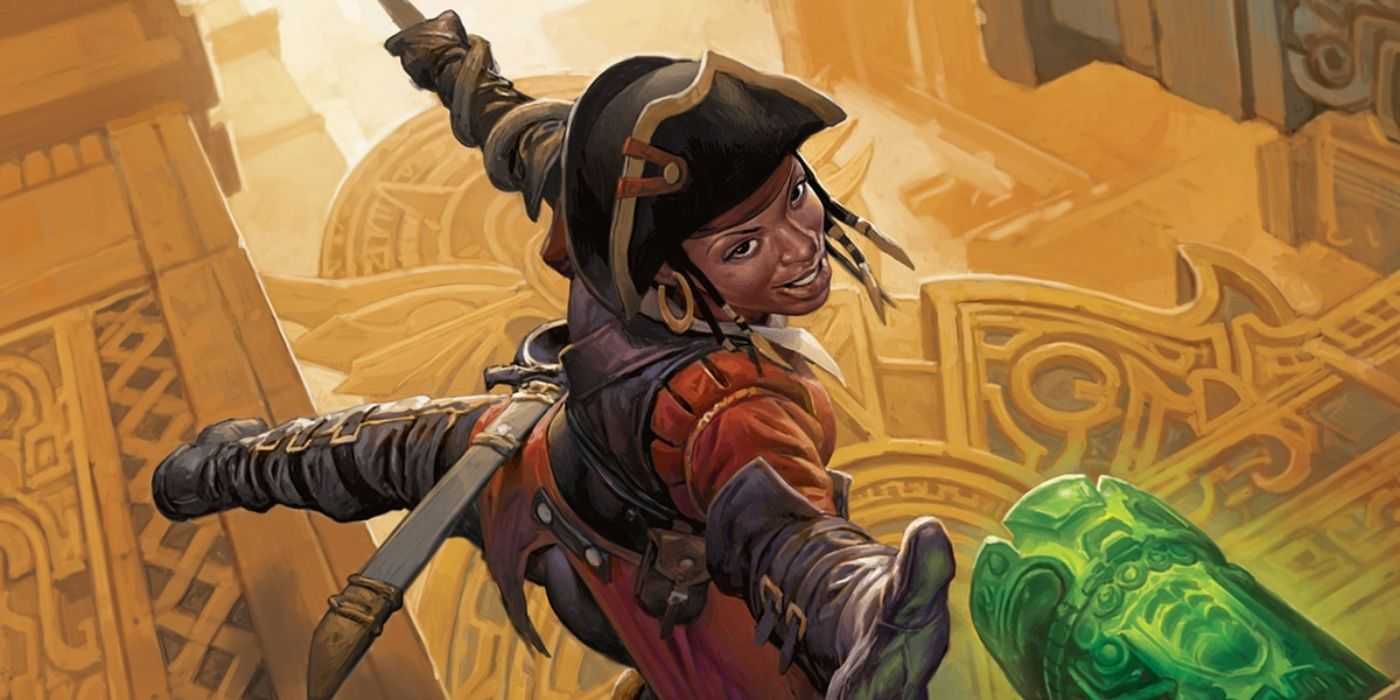 Ein Swashbuckler-Schurke, der in DnD 5e nach Schätzen greift