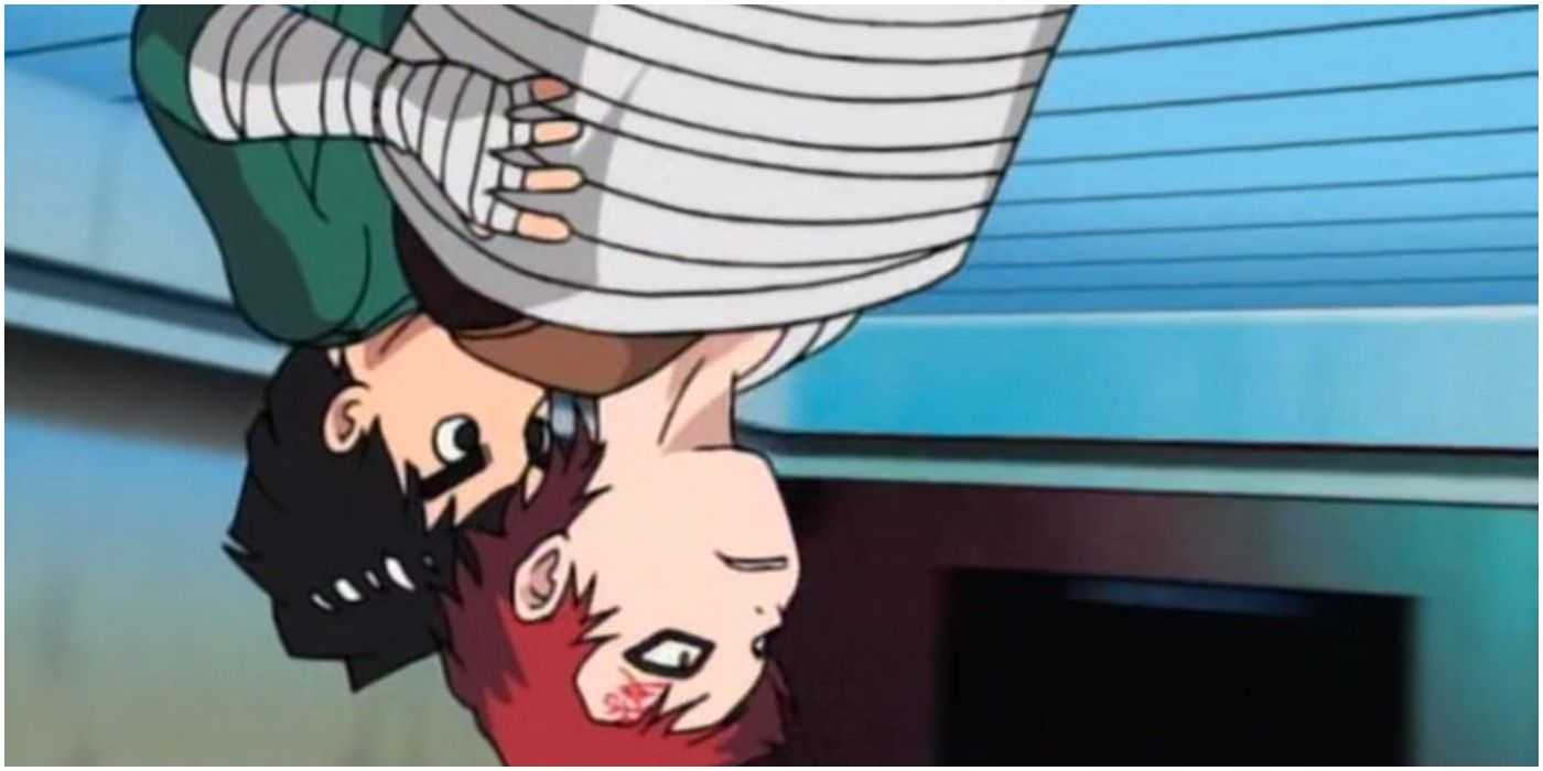 Rock Lee verwendet Primärlotus auf Gaara während der Chunin-Prüfungen in Naruto.