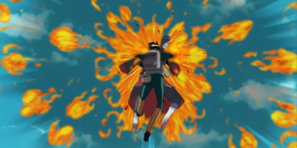 Might Guy setzt Asakujaku in Naruto gegen Kisame ein.