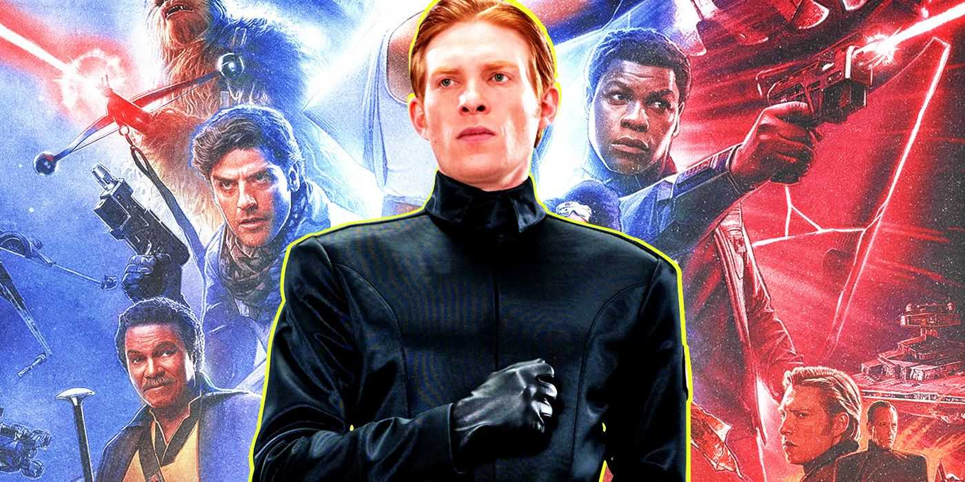 General Hux, Star Wars üçlemesinin devamı posterlerinin önünde