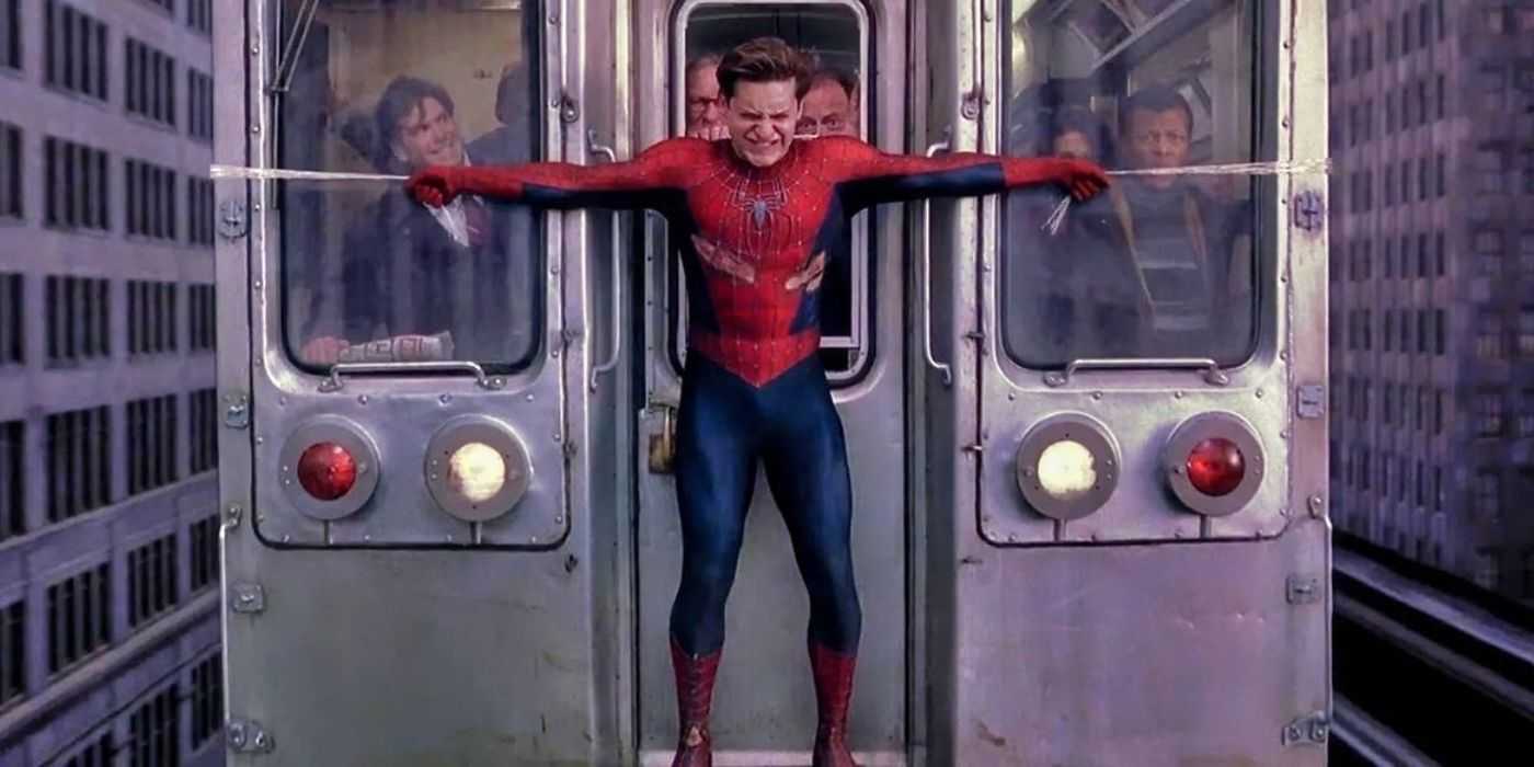 ピーター・パーカー/スパイダーマンが電車を止めるサム・ライミの象徴的なシーン