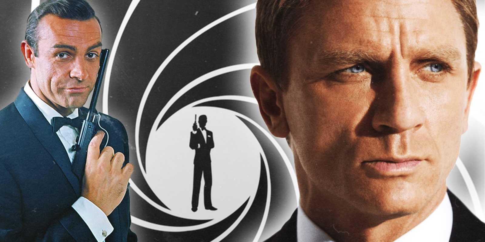 Sean Connery a Daniel Craig ako James Bond pred franšízovým logom hlavne
