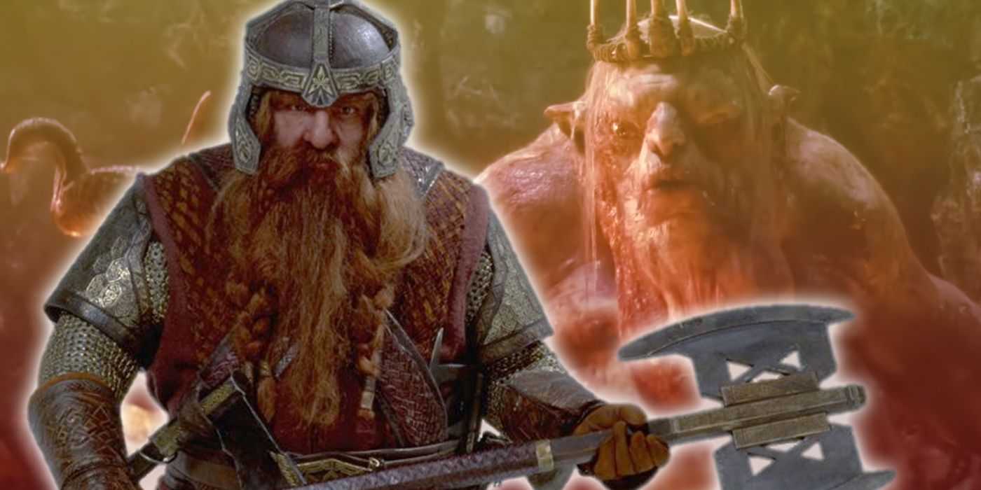 Гимли на фоне Короля гоблинов из «Властелина колец»