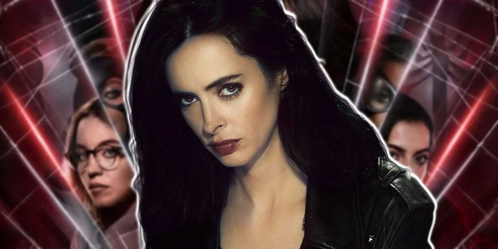 Jessica Jones-Star Krysten Ritter mit einem Madame Web-Poster