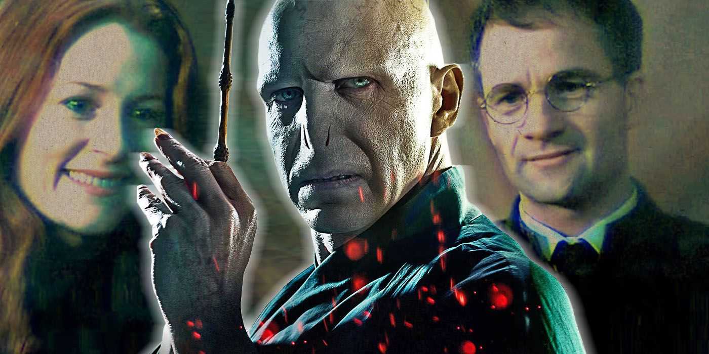 Harry Potter filmlerinden Voldemort, James ve Lily Potter.