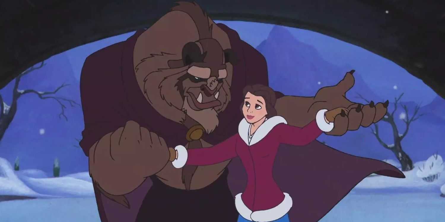 『美女と野獣 魔法にかけられたクリスマス』では、ベルと野獣が一緒にアイススケートをします