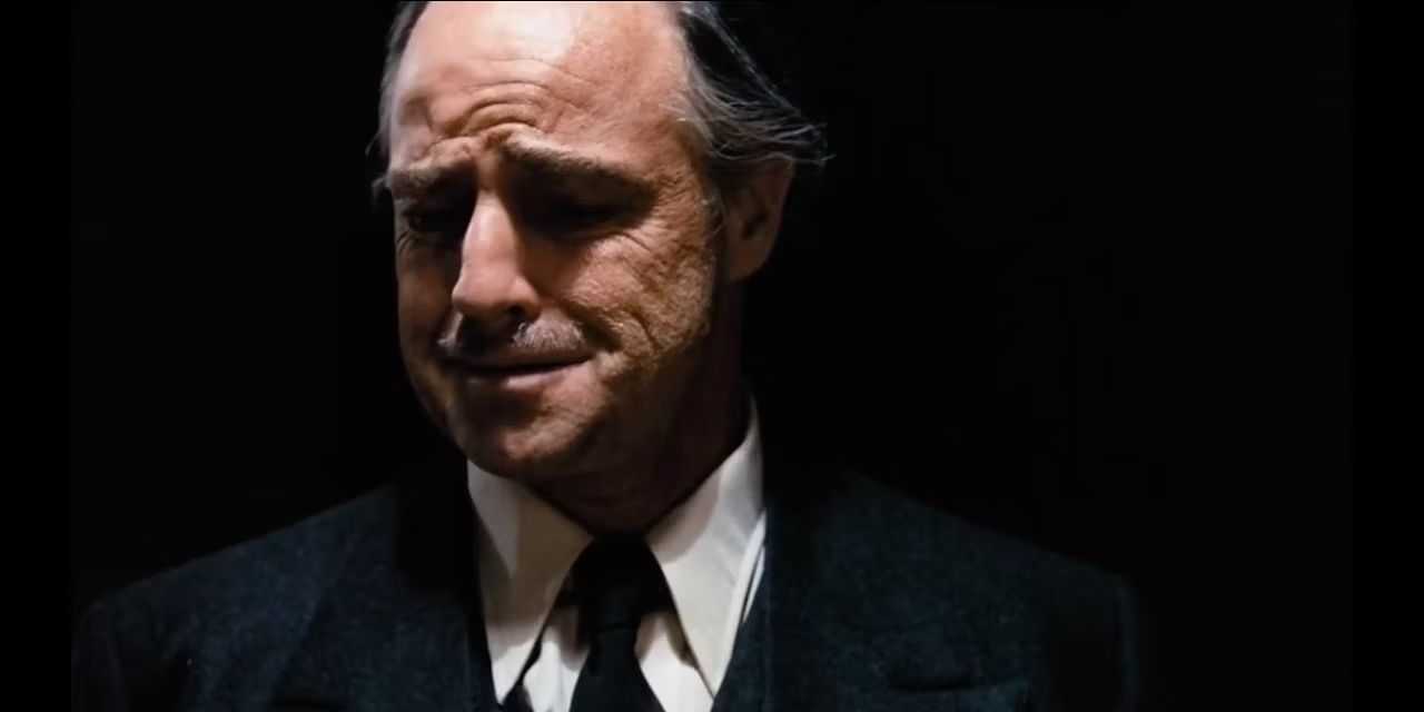 Vito Corleone oğlunu gördükten sonra ağlıyor