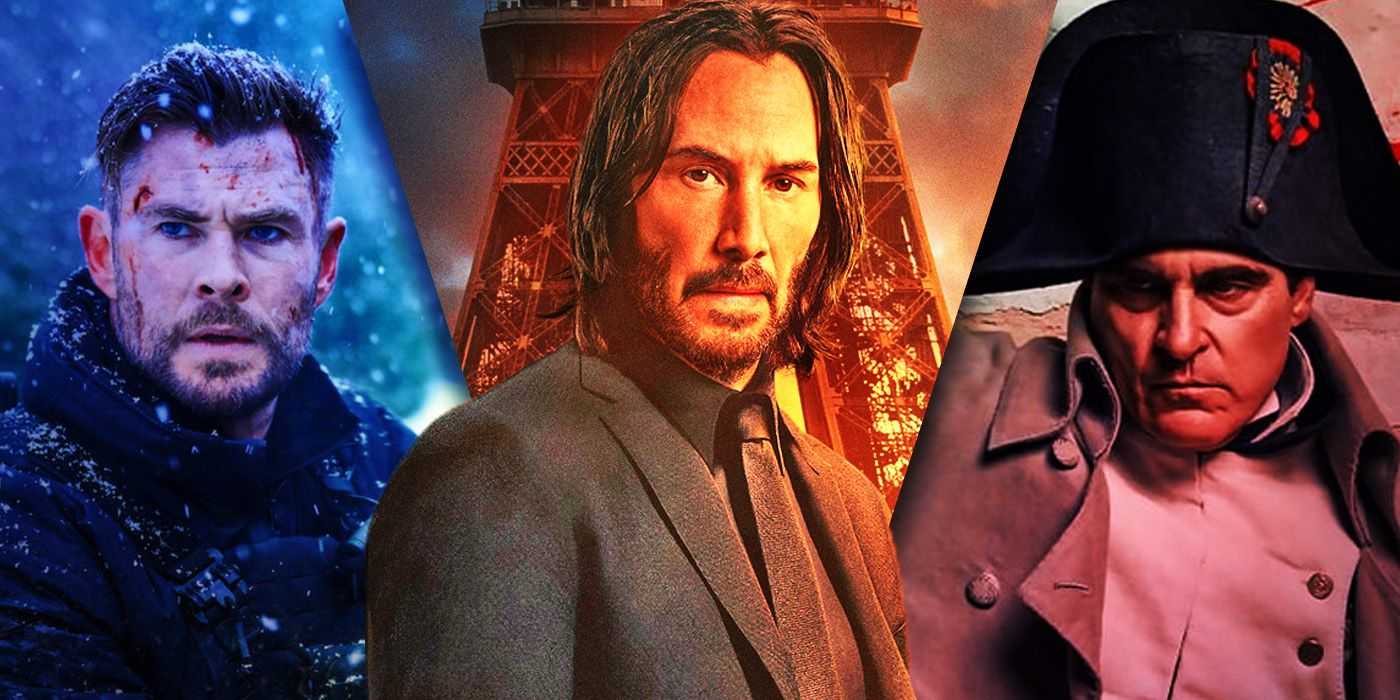 Imágenes divididas de Extraction 2, John Wick 4 y Napoleón