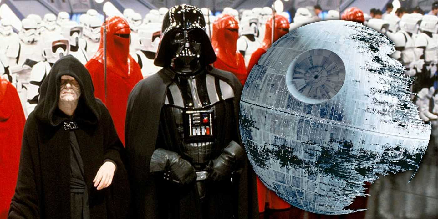 Darth Vader begrüßt Kaiser Palpatine an Bord des Todessterns II in Star Wars: Die Rückkehr der Jedi-Ritter