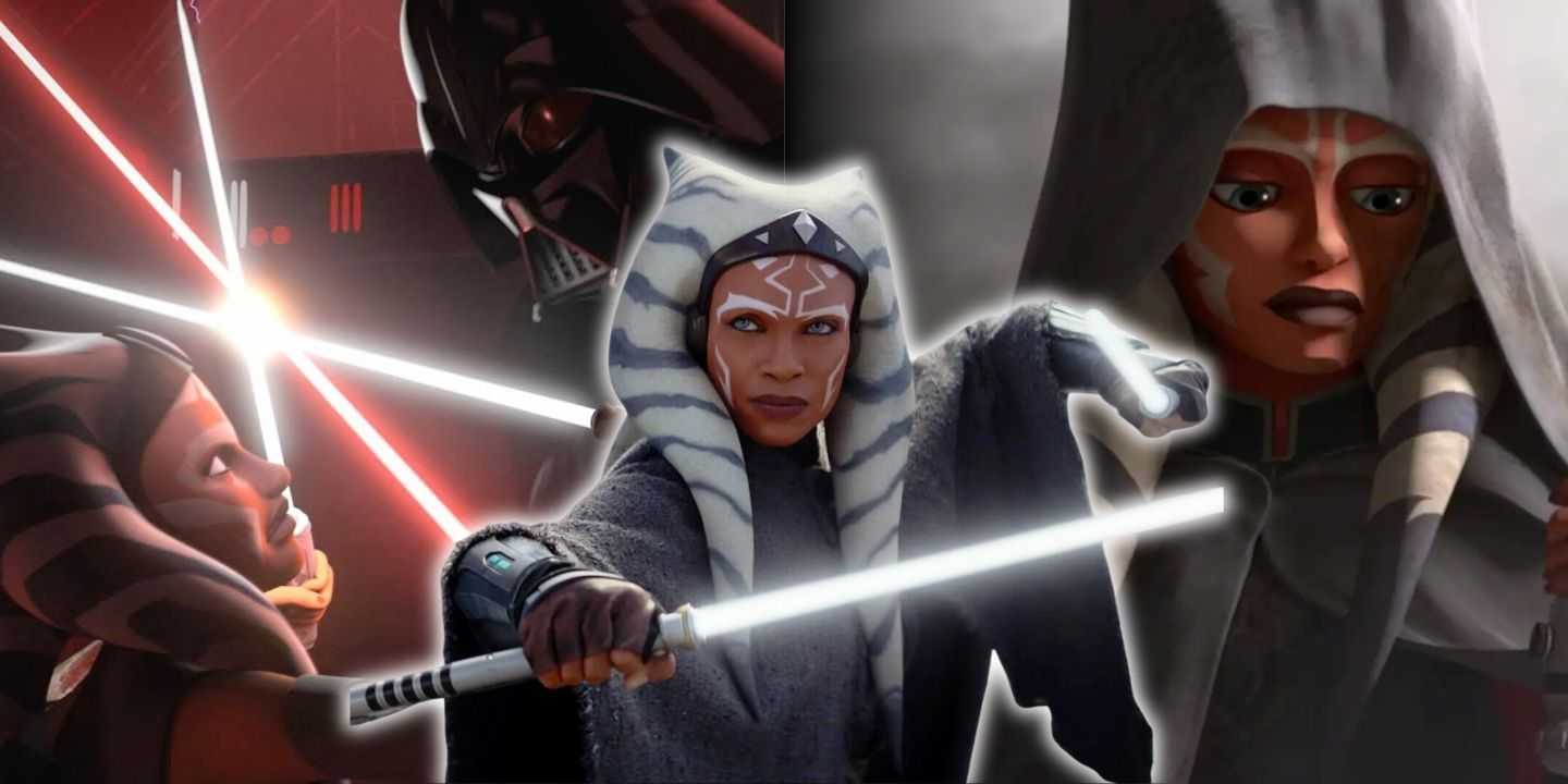 Verschiedene Versionen von Ahsoka aus ihren verschiedenen Auftritten in Star Wars-Shows