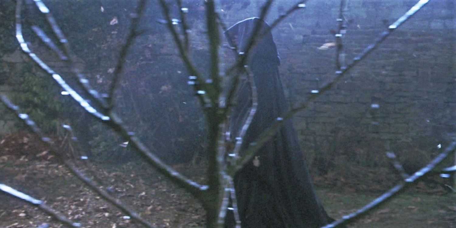 Richard Bremmer como Voldemort cruzando el Bosque Prohibido en Hechicero