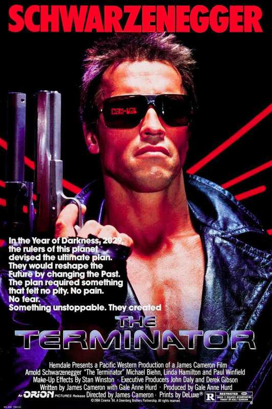 Арнольд Шварценеггер на постере фильма «Терминатор», 1984 год.