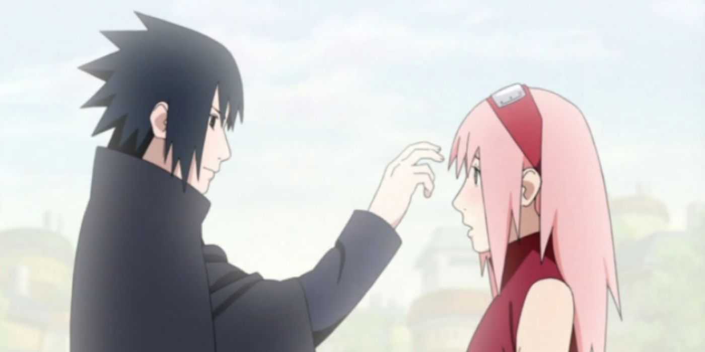 Sasuke stößt Sakura in Naruto Shippuden an