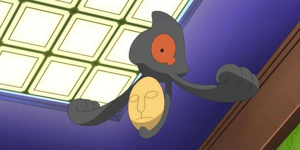 Yamask schwebt im Pokémon-Anime in der Luft.