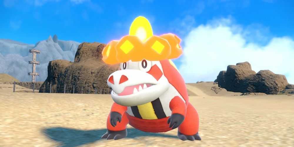 Крокалор стоит в пустынной местности в Pokemon Scarlet and Violet