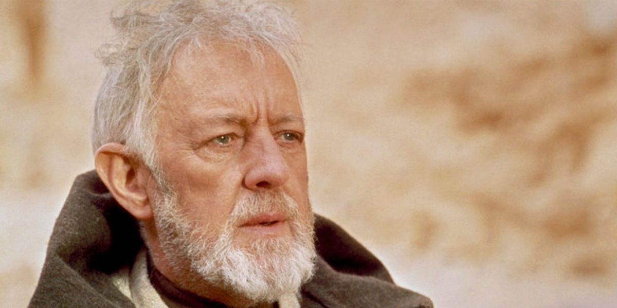 Alec Guiness ako Obi-Wan Kenobi vo filme Star Wars: Nová nádej