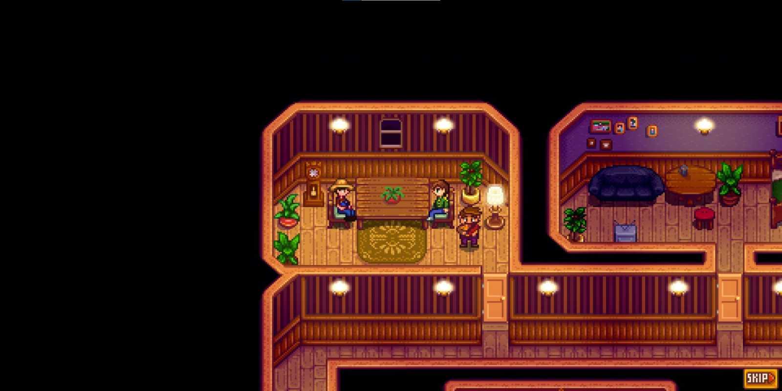 Treffen mit Alex im Saloon im Stardew Valley